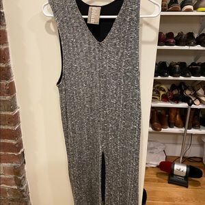 Gray knit maxi dress with slit up the front